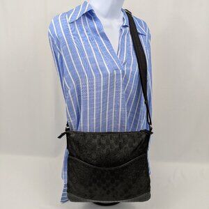 Gucci Black GG Canvas Monogram Messenger Bag